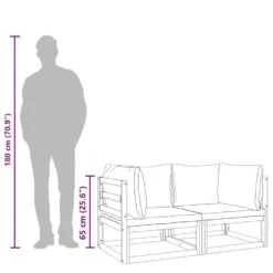 VidaXL - Hoekbanken Sectioneel - Taupe - Acaciahout - 2 Stuks -Beliani Winkel 01923a24ce4842bf8bec26fe6db95c3e