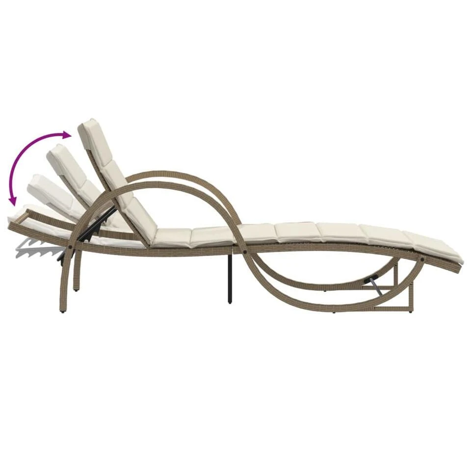VidaXL - Ligbed - Beige - Poly Rattan 7 VidaXL - Ligbed - Beige - Poly Rattan - Afbeelding 7