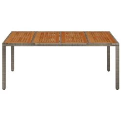 VidaXL - Tuintafel Met Houten Blad - Grijs - Poly Rattan - 190 X 90 X 75 Cm -Beliani Winkel 098e43ca5ddc48b8bd9f5d587d1af418