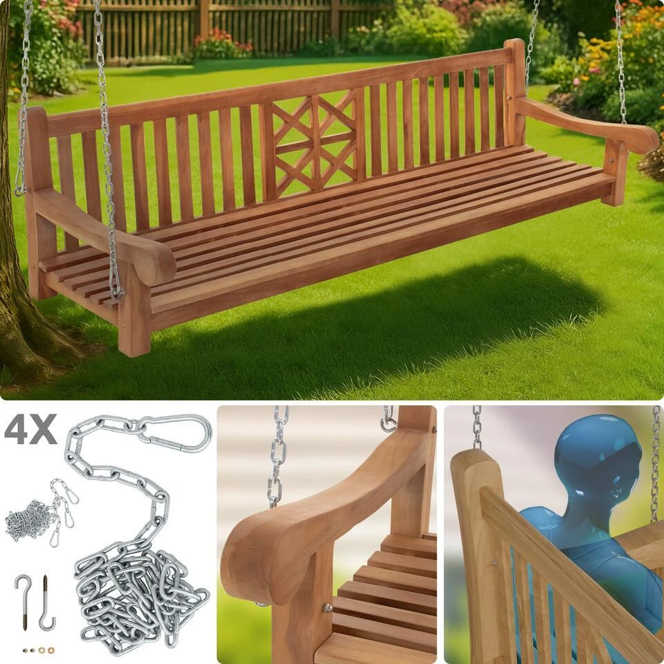 CLP Schommelbank Farm 240 Cm - Teak 4 CLP Schommelbank Farm 240 Cm - Teak - Afbeelding 4