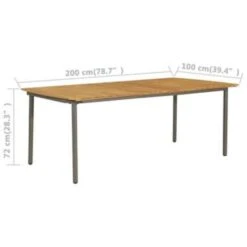 VidaXL Tuintafel 200x100x72 Cm Massief Acaciahout En Staal -Beliani Winkel 0aa3d1fe3f444346b46c90026c5eb7e2