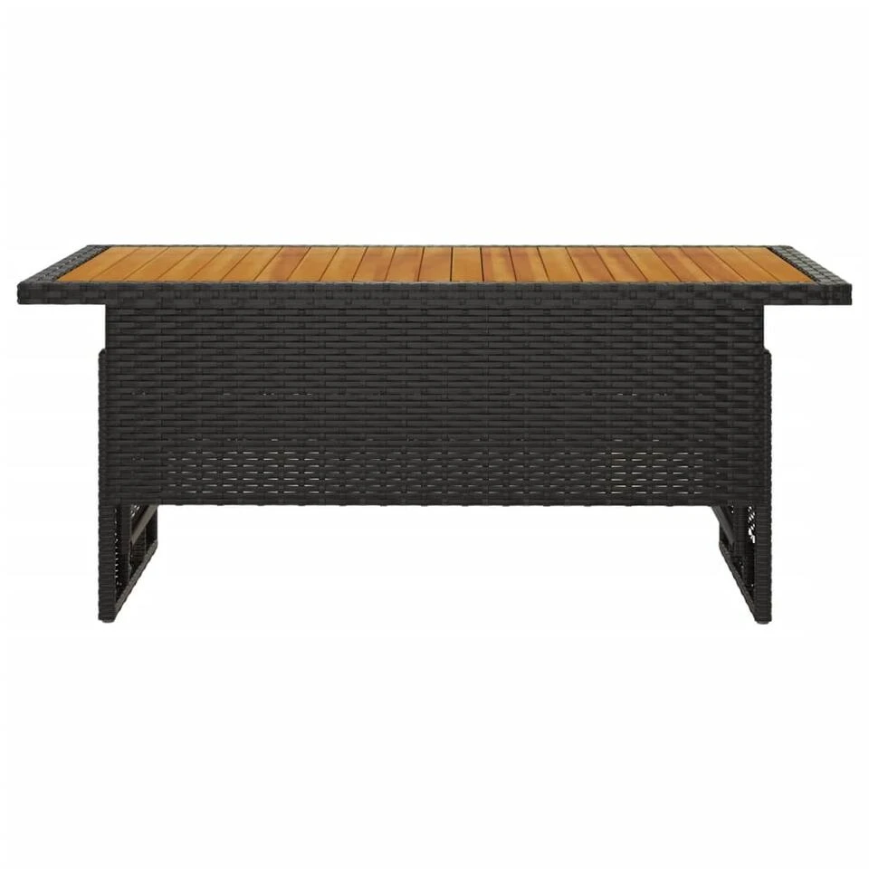 VidaXL - Tuintafel - Zwart - Acaciahout En Poly Rattan - 100x50x43/63 Cm 3 VidaXL - Tuintafel - Zwart - Acaciahout En Poly Rattan - 100x50x43/63 Cm - Afbeelding 3