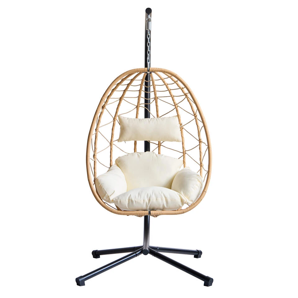 Hangstoel Van Bruin Rotan En Metaal 8 Hangstoel Van Bruin Rotan En Metaal - Afbeelding 8