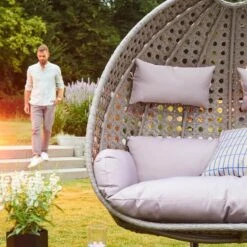 Merkloos HOME DELUXE Hangstoel Grijs Puur -Beliani Winkel 0b9a7d0deb2a421f9028f31d27658105