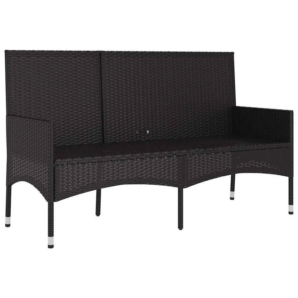 VidaXL - Tuinbank 3-zits - Zwart - Poly Rattan - Met Kussens 4 VidaXL - Tuinbank 3-zits - Zwart - Poly Rattan - Met Kussens - Afbeelding 4