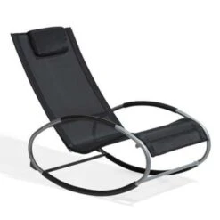 Beliani Tuinligstoel CAMPO - Zwart Polyester, Pvc