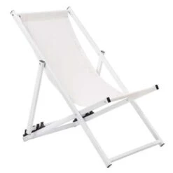 Beliani Tuinligstoel LOCRI - Wit Polyester, Aluminium