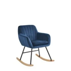 Beliani Schommelstoel LIARUM - Blauw Fluweel -Beliani Winkel 1000001749 0102