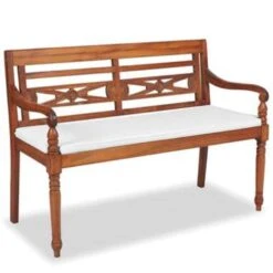 VidaXL Bank Batavia Met Kussens 120 Cm Teakhout