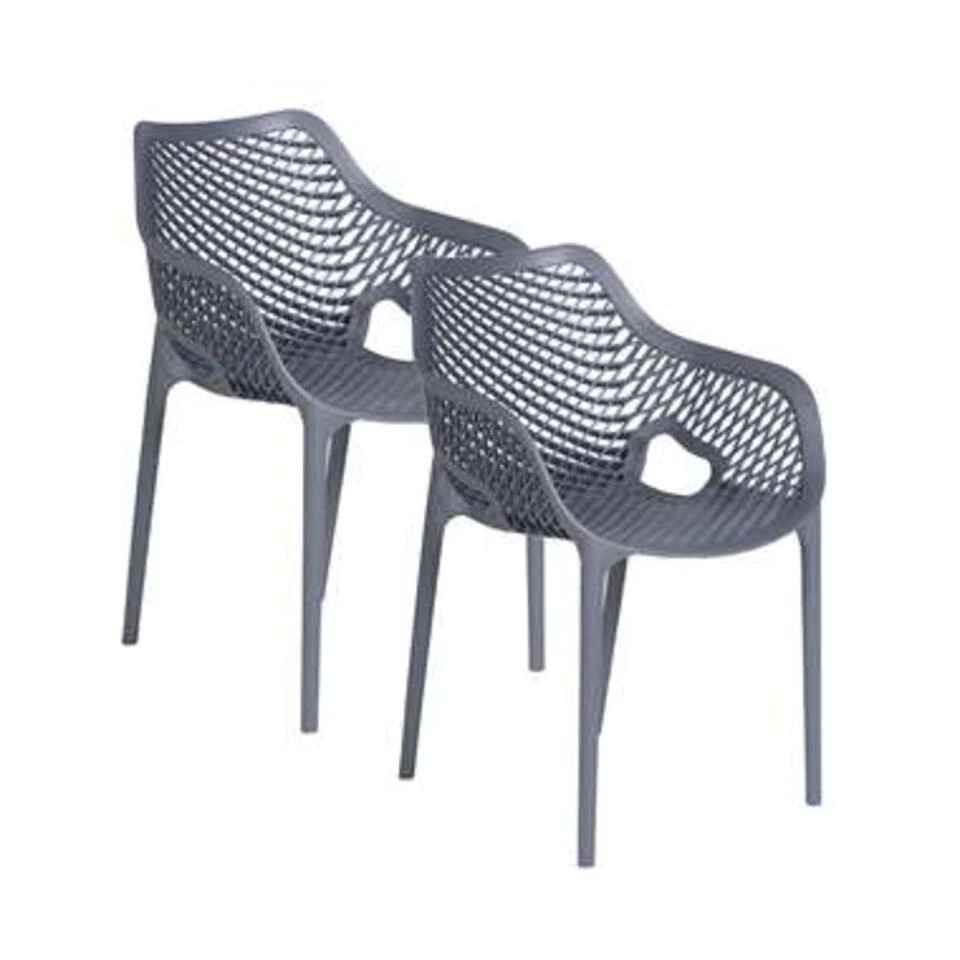 Garden Impressions Air XL Kunststof Tuinstoel Donker Grijs - 2 Stuks 1 Garden Impressions Air XL Kunststof Tuinstoel Donker Grijs - 2 Stuks