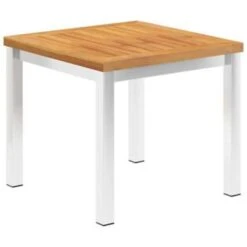 VidaXL Tuinbijzettafel 45x45x38 Cm Massief Acaciahout Roestvrij Staal