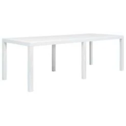 VidaXL Tuintafel 220x90x72 Cm Rattan-look Kunststof Wit