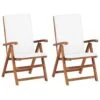 VidaXL Tuinstoelen 2 St Verstelbaar Met Kussens Massief Teakhout Crème