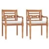 VidaXL Stoelen Batavia 2 St Met Kussens Massief Teakhout