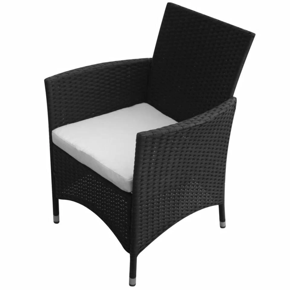 VidaXL Tuinstoelen 2 St Poly Rattan Zwart 2 VidaXL Tuinstoelen 2 St Poly Rattan Zwart - Afbeelding 2