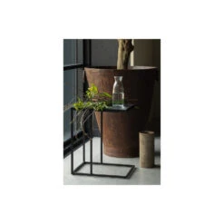 WOOOD Bijzettafel U-vorm Buiten Febe- Metaal - Zwart - 55x45x35 -Beliani Winkel 1000013687 0102