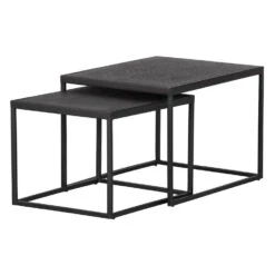 WOOOD Bijzettafels Buiten Febe - Metaal - Zwart - Set Van 2 -Beliani Winkel 1000013689 0103