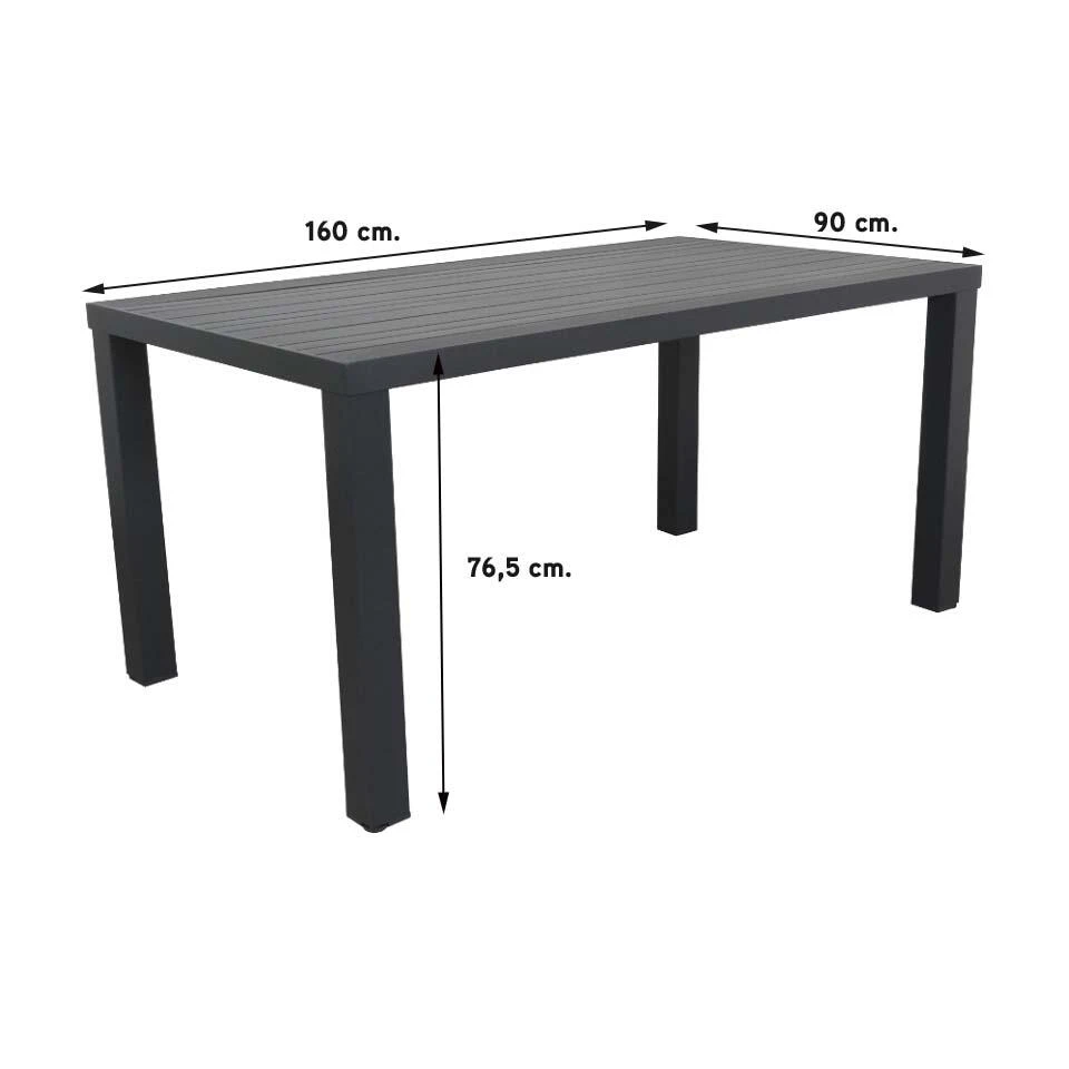 VDG Lena Tuintafel Antraciet - 160x90 Cm 2 VDG Lena Tuintafel Antraciet - 160x90 Cm - Afbeelding 2