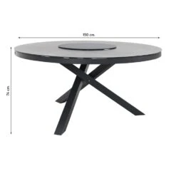 VDG Perth Ronde Tuintafel - Antraciet - Ceramic - 150 Cm -Beliani Winkel 1000031719 0102