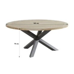 4 Seasons Outdoor Louvre Tuintafel Ø160 Cm - Aluminium Poten -Beliani Winkel 1000035677 0101