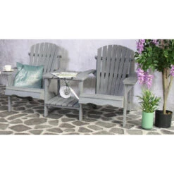 SenS-Line Adirondack Dubbele Tuinstoel - Hout - Grijs -Beliani Winkel 1000038286 0103