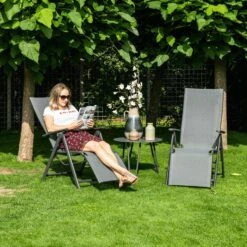 Garden Impressions Sol Relax Tuinstoel - Zwart -Beliani Winkel 1000040789 0103