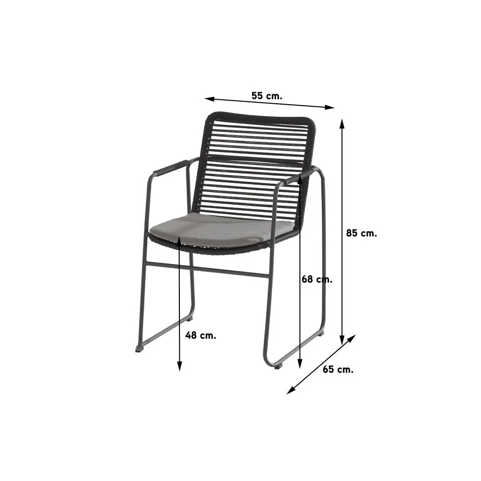 4 Seasons Outdoor Elba Stapelbare Tuinstoel - Donker Grijs 3 4 Seasons Outdoor Elba Stapelbare Tuinstoel - Donker Grijs - Afbeelding 3