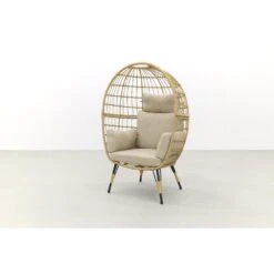 VDG Lola Egg Relaxstoel - Natural Sand -Beliani Winkel 1000042586 0102
