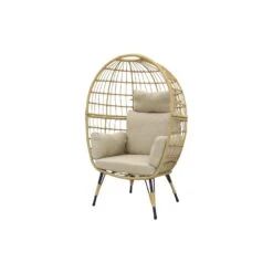 VDG Lola Egg Relaxstoel - Natural Sand -Beliani Winkel 1000042586 0103