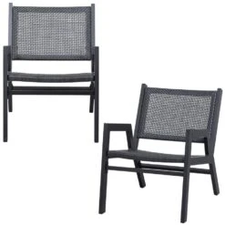 WOOOD Pem Fauteuil Outdoor - Aluminium - Zwart - Set Van 2