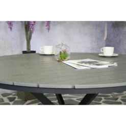 SenS-Line - Jersey Tuintafel Grey Ø140 Cm - Grijs -Beliani Winkel 1000050318 0102