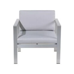 Beliani Tuinstoel SALERNO - Grijs Aluminium -Beliani Winkel 1000050344 0103