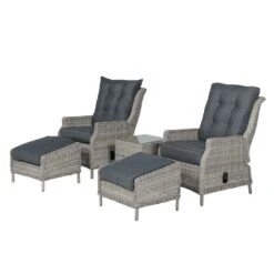 Garden Impressions Santa Rosa Tuinstoel + Voetenbank+bijzettafel -Beliani Winkel 1000052349 0102