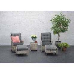 Garden Impressions Santa Rosa Tuinstoel + Voetenbank+bijzettafel -Beliani Winkel 1000052349 0103