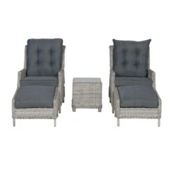 Garden Impressions Santa Rosa Tuinstoel + Voetenbank+bijzettafel -Beliani Winkel 1000052349 0104