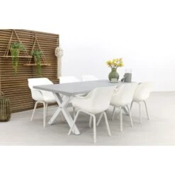 VDG Verona Betonlook Tuintafel 220 X 100 Cm. - White -Beliani Winkel 1000053241 0103