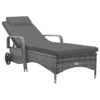 VidaXL Ligbed Met Wielen Poly Rattan Antraciet