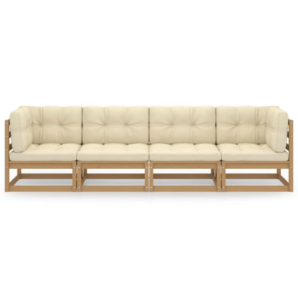 VidaXL Tuinbank 4-zits Met Kussens Massief Grenenhout 3 VidaXL Tuinbank 4-zits Met Kussens Massief Grenenhout - Afbeelding 3