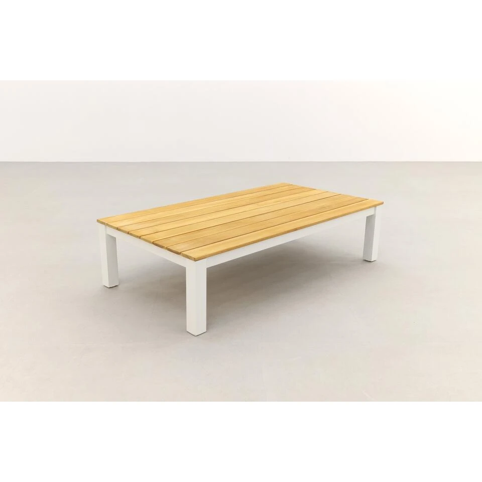 VDG Mindo Loungetafel 150x75 Cm. - Alu/Teak - White 3 VDG Mindo Loungetafel 150x75 Cm. - Alu/Teak - White - Afbeelding 3