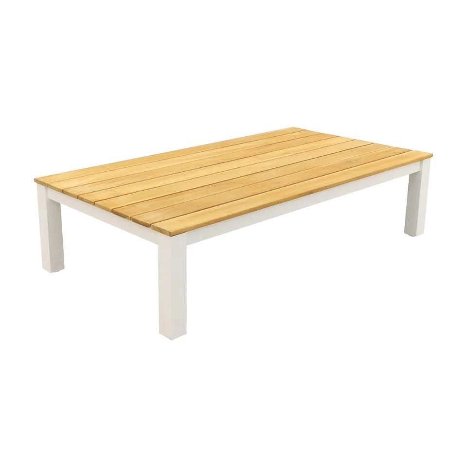 VDG Mindo Loungetafel 150x75 Cm. - Alu/Teak - White 1 VDG Mindo Loungetafel 150x75 Cm. - Alu/Teak - White