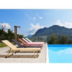 Beliani Tuinligstoel PORTOFINO - Geel Aluminium, Textiel -Beliani Winkel 1000064590 0103