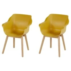 Set Van 2- Hartman Sophie Studio Diningstoel- Curry Yellow- Teak Poot