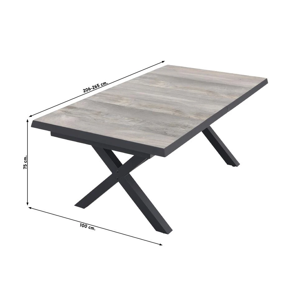 VDG Ottowa Uitschuifbare Tuintafel 205-265 X 100 Cm 2 VDG Ottowa Uitschuifbare Tuintafel 205-265 X 100 Cm - Afbeelding 2