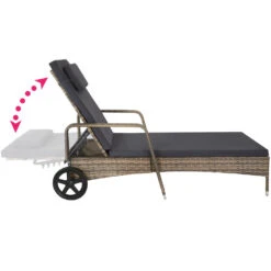 Tectake - Wicker Ligbed Cassis Zonnebed Ligstoel – Natuur -Beliani Winkel 1000077818 0102