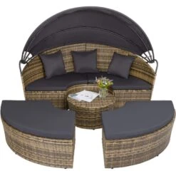 Tectake - Zonne-eiland Ligbed - Wicker/aluminium - Losse Elementen - Natuur -Beliani Winkel 1000077821 0102