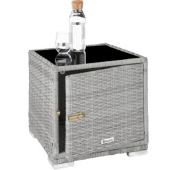 Tectake - 2 Wicker Ligbedden Incl. Tafel - Beschermhoes -lichtgrijs - 403770 -Beliani Winkel 1000077823 0102