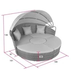 Tectake - Zonne-eiland Ligbed - Wicker/aluminium - Losse Elementen - Zwart -Beliani Winkel 1000077825 0103