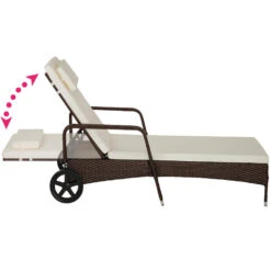 Tectake - Wicker Ligbed Cassis Zonnebed Ligstoel – Bruin/donkerbruin -Beliani Winkel 1000077839 0102