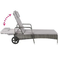 Tectake - Wicker Ligbed Cassis Ligstoel Zonnebed - Grijs -Beliani Winkel 1000077840 0102