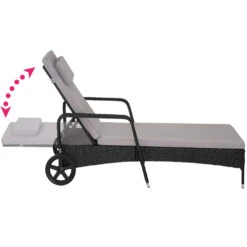 Tectake - Wicker Ligbed Cassis Zonnebed Ligstoel - Zwart -Beliani Winkel 1000077842 0102